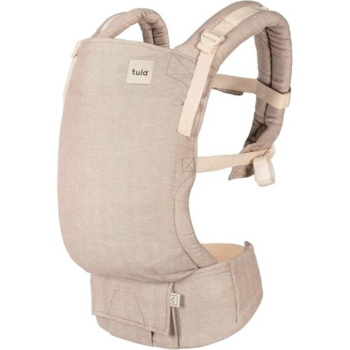 Baby Tula Free-to-Grow Linen Baby Carrier 7-45 lb, Adjustable Newborn to Toddler Carrier, Ergonomic Inward Front and Back Carry, Lightweight, Sand