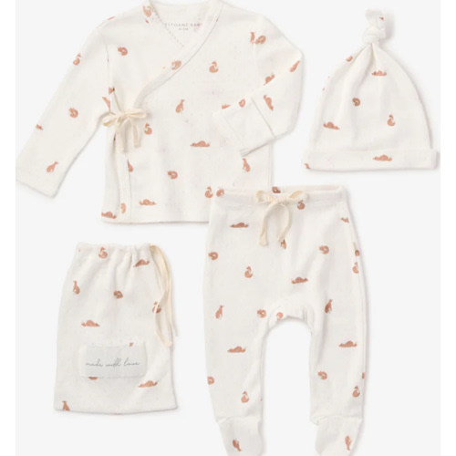 Fox Printed Organic Cotton Layette Set – Elegant Baby
