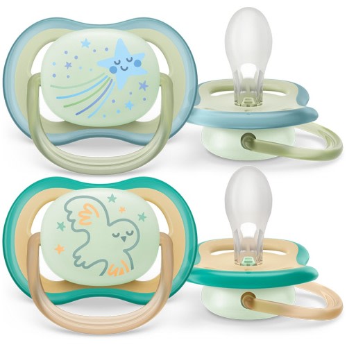 Philips Avent Ultra Air Soother Nighttime Glow 0-6 months 2 Pack - Assorted*