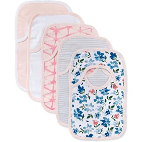 Burt's Bees Baby Bibs, Lap-Shoulder Drool Cloths, 100% Organic Cotton with Absorbent Terry Towel Backing