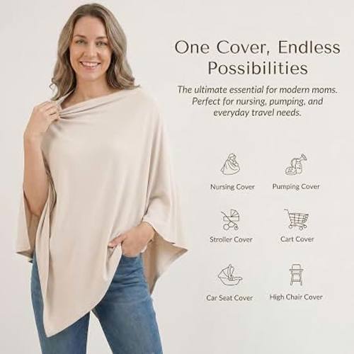Amazon.com: Konssy Rayon Made from Bamboo Nursing Cover for Breastfeeding | Buttery Soft, Breathable & Stretchy, Wearable Nursing Poncho, Multi-Use Car Seat Canopy, 360° Full Privacy (Blush Beige)