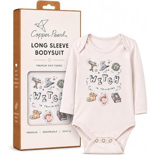 Copper Pearl Long Sleeve Bodysuit Baby: Ultra Soft Baby for Newborns, Boys, and Girls - Stylish, Comfortable, Overlap Shoulders, Premium Knit Fabric - Witchery, 12-18 Months