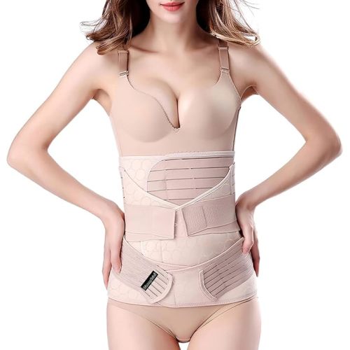 ChongErfei 3 in 1 Postpartum Belly Wrap - Recovery Belly/Waist/Pelvis Belt Black Postpartum Belly Band,Black L