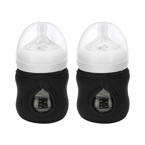 Beautyflier 4oz Glass Baby Bottle Sleeve Covers, Reusable Insulator, Heat/Cold Retention Neoprene Holder for Philips Avent (Black, 2PCS)