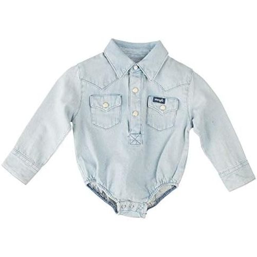 Wrangler Baby Boys' Long Sleeve Bodysuit Denim