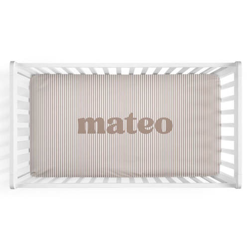 Mocha Stripes Personalized Crib Sheet