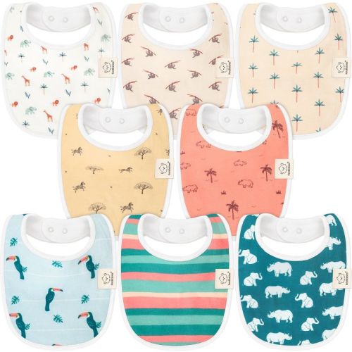 Keababies 8pk Organic Baby Bibs For Boy, Baby Drool Bib For Baby Boys And Girls, Newborn Teething Bibs (wildscape)