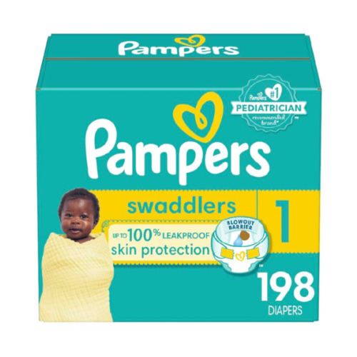 Pampers Baby Diapers - Swaddlers - Size 1, 198 Count, Ultra Absorbent Disposable Infant Diaper