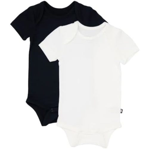 KYTE BABY Unisex Bodysuits, 2-Pack Short Sleeve Baby Bodysuits, 97% Rayon made from Bamboo, 3% Spandex