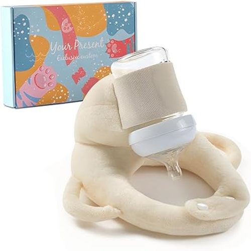 Baby Bottle Holder,Self Feeding Support Pad for Hands Free Bottle Feeding,Drying Rack Bottle (Beige)