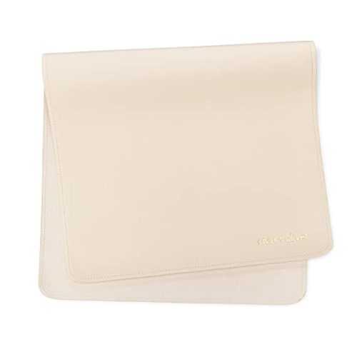 Ava + Oliver Vegan Leather Baby Changing Mat - Multipurpose Portable Wipeable Diaper Pad - Foldable for Travel (16 x 30 in) (Cream)