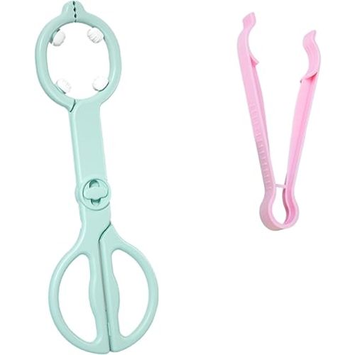 Baby Bottle Tong, Anti-Slip Pacifier Bottle Tongs, Silicone Baby Safety Bottle Holder, Scissor Design Multi-Functional High-Temperature Resistant Tong，Green