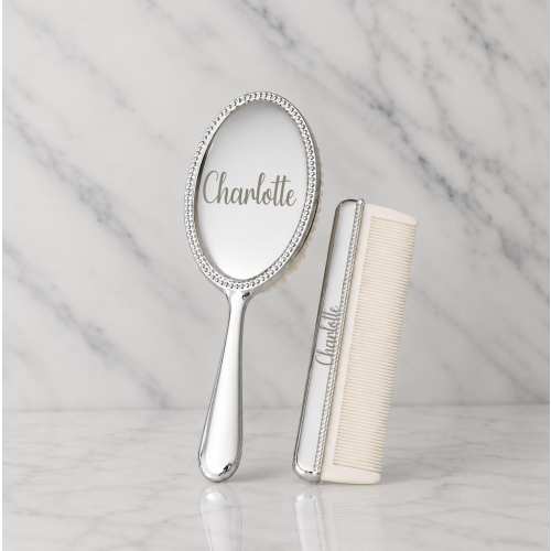 Luxury Personalized Silver Baby Brush Set – Custom Baby Keepsake