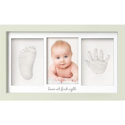 Baby Hand and Footprint Kit - Baby Footprint Kit, Newborn Keepsake Frame, Baby Handprint Kit, Personalized Baby Gifts, Nursery Decor, Baby Shower Gifts for Girls Boys(Sage)