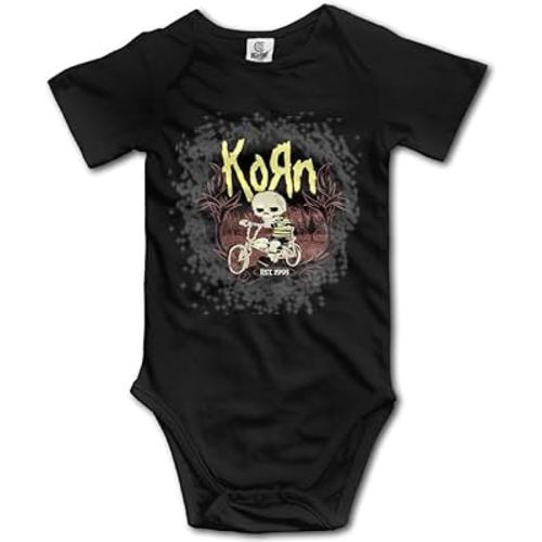 Nzm Onesies Korn and Skull Baby Girls/Boys Short Sleeve Bodysuit Black