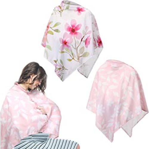 2 Pcs Nursing Cover for Breastfeeding Soft Breastfeeding Cover for Infants Nursing Apron Cover with Flowers and Leaf for Mother Breastfeeding