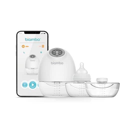 Biamba Pump Pro Portable Breast Pump Hands Free - 180mL Capacity Wearable Breastfeeding Pumps with App Control, Electric Hands Free Breast Pumps with 3 Modes, 9 Suction Levels, Slim Design, Single