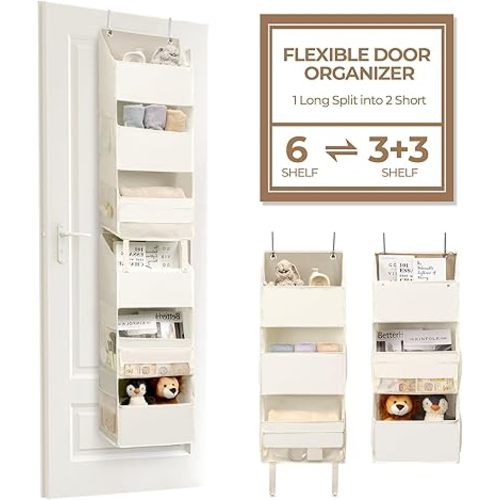 GRANNY SAYS 6-Shelf Over The Door Organizer, Door Hanging Organizer, Closet Door Organizer, Back of Door Organizer, Behind The Door Organizer, Bedroom Organization and Storage, Beige