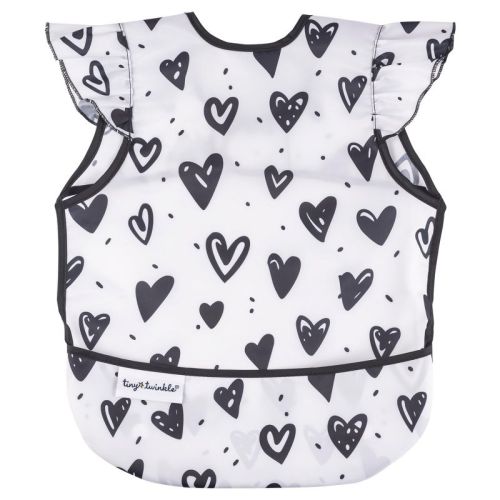 Tiny Twinkle Mess-Proof and Waterproof Baby Bib/Apron with Ruffled Shoulder, Machine Washable and BPA-Free (Cinnamon, Large 2-4 Years)
