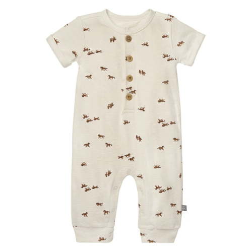 Modern Moments by Gerber Gender Neutral Short Sleeve Henley Romper, Sizes 0/3 Months - 24 Months