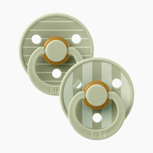 BIBS Studio Pin Colour Natural Rubber Pacificier (2-pack) - Sage, Size 2