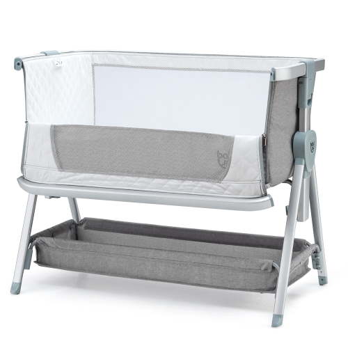Costway, Babyjoy Baby Bed Side Crib Portable Adjustable Infant Travel Sleeper Bassinet Light Grey