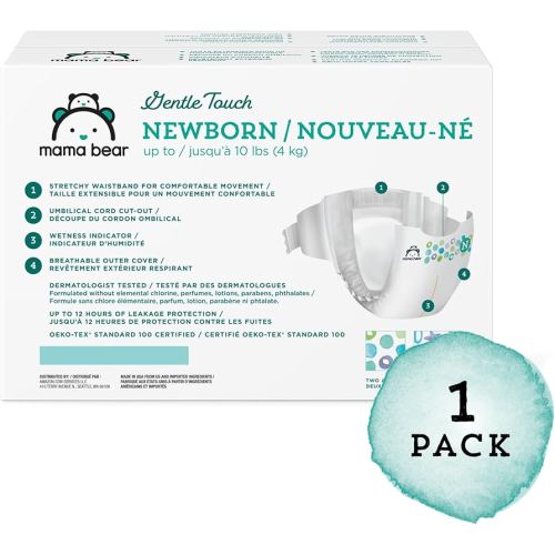 Amazon Brand - Mama Bear Gentle Touch Diapers, Size Newborn, 120 Count (4 packs of 30)