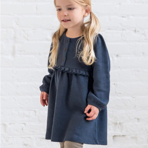 Nina Waffle Knit Ruffle Waist Dress