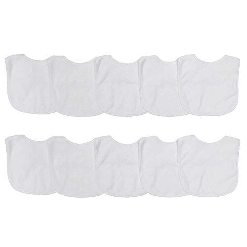 Neat Solutions 2-Ply Knit Terry Solid Color Feeder Bibs in White - 10 Count(Pack of 1) - White - 10ct - 10 Count (Pack of 1)