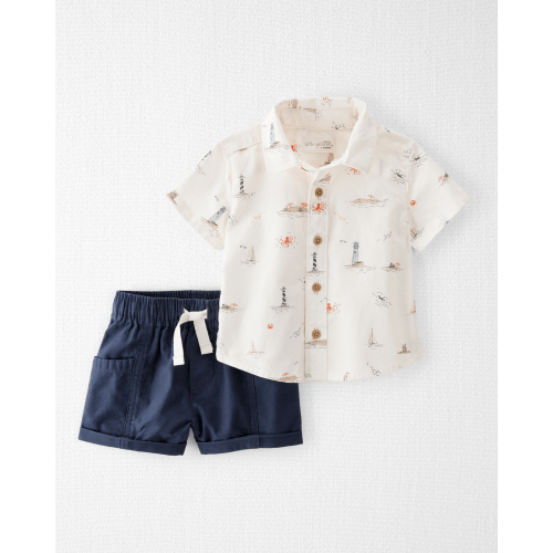 Baby 2-Piece Set Made with Organic Cotton in Coastal Vacation Print - Little Planet | 12M