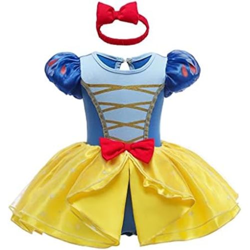 Dressy Daisy Infant Baby Girl Princess Onesie Romper Fancy Dress Costume Halloween Birthday Bodysuit Outfit with Headband