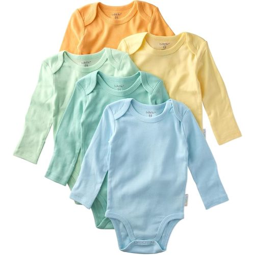 Butterblu Blake 5-Pack Long Sleeve Bodysuits 100% Organic Cotton Baby Clothes for Boys and Girls