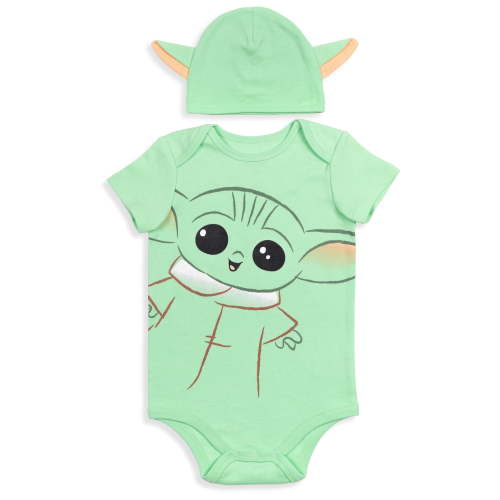 Star Wars Mandalorian Infant Clothes: The Child 'Baby Yoda' Romper Onesie & Hat Gift Set, 3-6 Months
