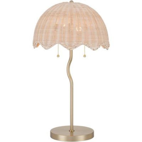 Possini Euro Design Possini Euro Brella 24 1/4"H Soft Gold and Rattan 2-Light Table Lamp