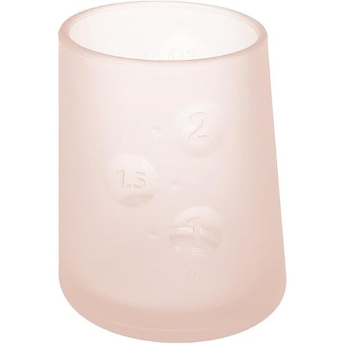 Olababy First Cup | Clear Sense 100% Silicone Infant Trainer Cup | 2oz Medicine Cup for Newborn | Non-Slip & Sloping Design for Tiny Hands & Baby Led Weaning (Coral, 1 Cup)