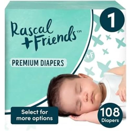 Rascal + Friends Premium Diapers, Size 1, 108 Count