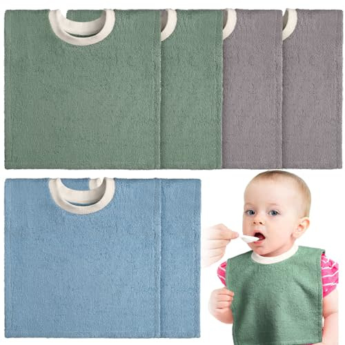 6 Pcs Pullover Baby Bibs Cotton Terry Toddler Bibs Absorbent Infant Bibs for Feeding and Drooling Towel Slip on Bib (Bright Color)