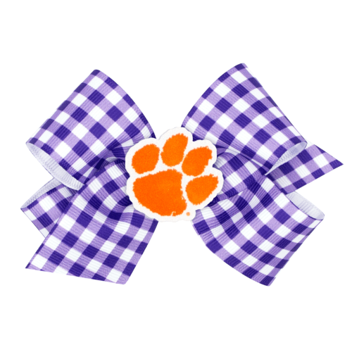 Wee Ones Gingham Print Bow - Clemson Tigers | Rush Clothing Co.
