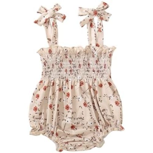 Summer One Piece Outfits Infant Baby Girl Romper Bodysuit Sleeveless Ruffle Halter Floral Jumpsuit Clothes