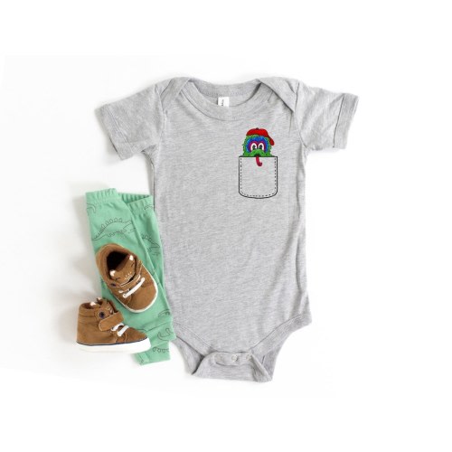 Phanatic Pocket Pal Baby Bodysuit | Mascot One Piece | Philadelphia Infant Creeper | Phillies Romper | Cute Baby Shower Gift