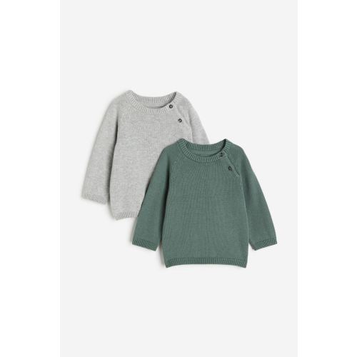 2-pack Fine-knit Sweaters, Green/light gray