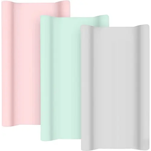 TILLYOU Jersey Knit Ultra Soft Changing Pad Cover Set, Unisex Diaper Change Table Sheets for Baby Boys Girls, Fit 32"/34''x16 Contoured Pad, Comfy Cozy 3-Pack Cradle Sheets, Lt Pink/Green/Gray