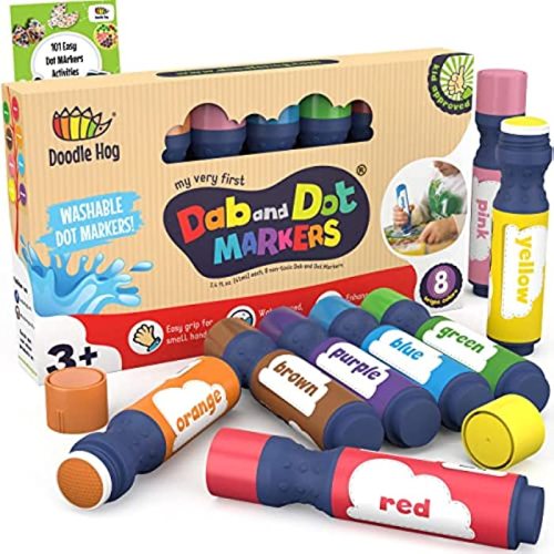 Washable 8 Colors Dab and Dot Markers for Toddlers and Kids - Non Toxic Bingo Daubers - Kids Arts and Crafts Supplies -Toddler Arts and Crafts Supplies Includes 200 Fun Downloadable Coloring Sheets