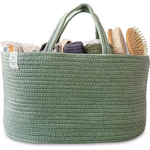 Natemia Premium Baby Diaper Caddy Organizer (Lily Pad)- Gift for Baby Shower, Registry Must Have - Portable Diaper Organizer for Changing Table - Newborn Essentials - Nursery Basket
