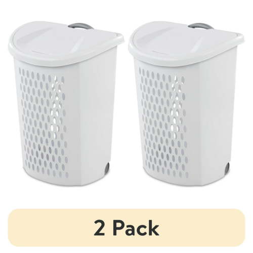 (2 pack) Sterilite Ultra™ Wheeled Hamper Plastic Adult, White