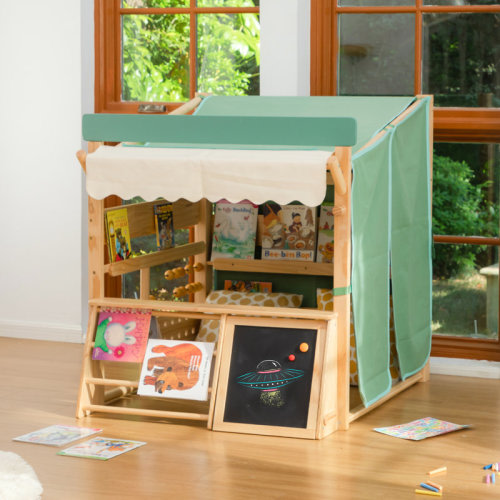 Benarita Wooden Indoor Playhouse & Book Store For Kids 44''H×39''W×44''D | Wayfair