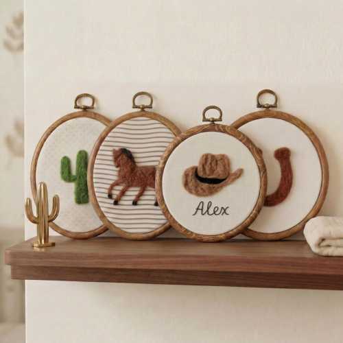 Western nursery vintage nursery decor baby shower gift embroidery felt wall art decor expecting mom gift cowboy baby shower gift ideas