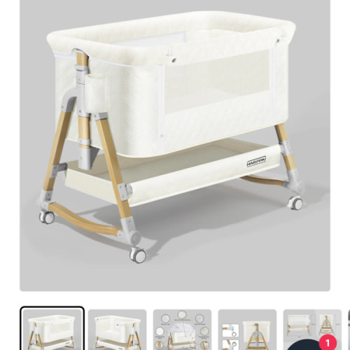 HARPPA Cuddly | 3-in-1 Baby Bassinet Bedside Sleeper With Mattress | HARPPA Baby Mini Crib Bassinet, Wooden Bassinets For Babies, Rocking Co-Sleeper Bassinet, Under-the-Bed Bassinet, Bassinet Cradle, Non Toxic Bedside Sleeper, Bassinet And Co Sleeper, New