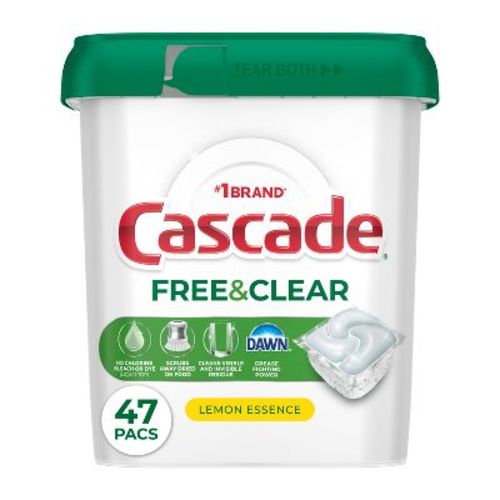 Cascade Free & Clear Action Pacs Dishwasher Detergent Tablets - Lemon Essence - 47ct