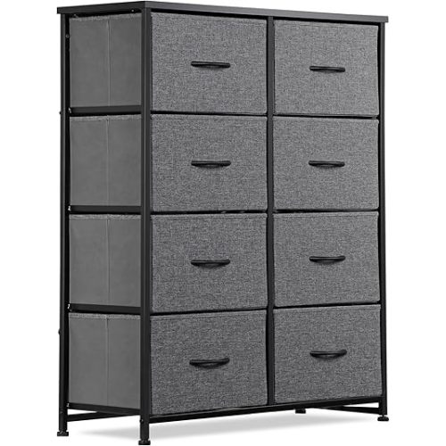 SUPER DEAL Dresser for Bedroom with 8 Drawers 38.7 inch Tall Chest of Drawers for Clothes, Storage Tower Organizer TV Stand with Removable Fabric Bins for Bedroom, Closet, Entryway, Living Room